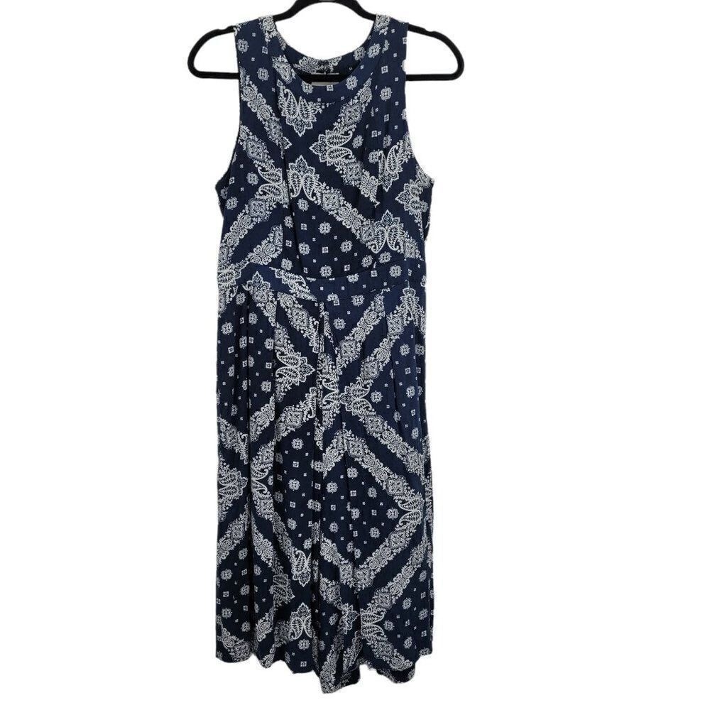 Elsey Coastal‎ Cowgirl Bandana Open Back Midi Dress Sz L Pockets Boho Country
